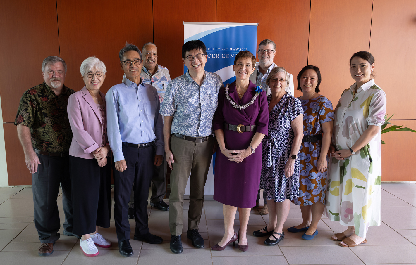 Group photo with UH President Wendy Hensel and UH Cancer Center Researchers